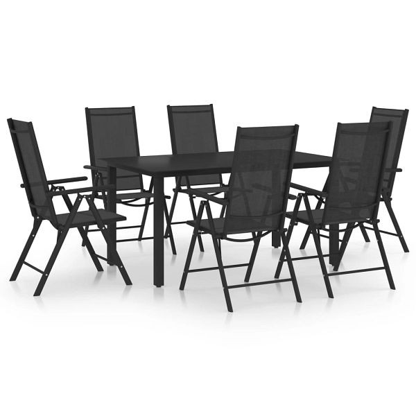 vidaXL 7-teilig Garten-Essgruppe Aluminium Schwarz, 3070635