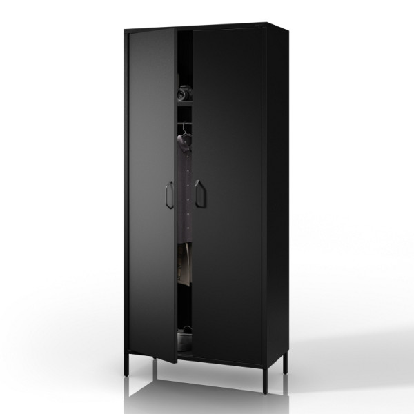 Jan Nowak Schwarzer Kleiderschrank FLAVIO Modern 800 x 1850 x 450 mm, 1751