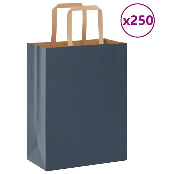 vidaXL Papiertragetaschen 250 Stück mit Henkeln Blau 21x11x28 cm, 4101923