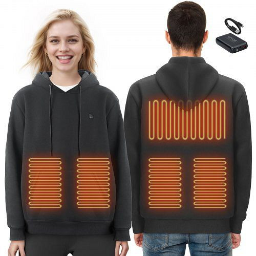 VEVOR Beheizbares Hoodie Kapuzenpullover Heizjacke USB Beheizt Unisex M Schwarz, JRWYTTSHSDDC0VASSV9