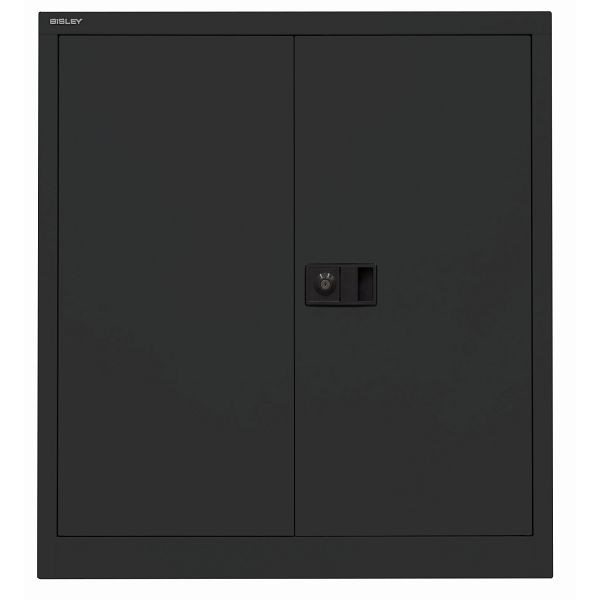 Bisley Flügeltürenschrank UNIVERSAL, 1 verzinkter Fachboden für 2 Ordnerhöhen, Breite 914 mm, 133 schwarz antibakteriell, E402A01G133