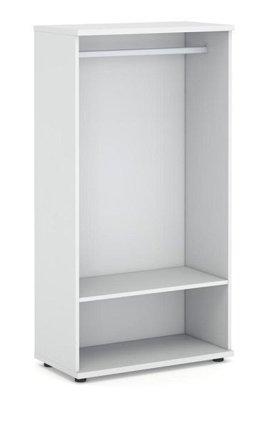 Deskin Offenes Regal OFFICE-LINE inkl. Kleiderstange, Dekor Lichtgrau Melamin, H 1530 x B 800 x T 420 mm, 353163