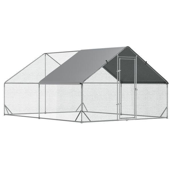 PawHut Hühnerstall Freilaufgehege XXL mit Schatten Dach Stahl 3 x 4 x 2 m, D51-277V01
