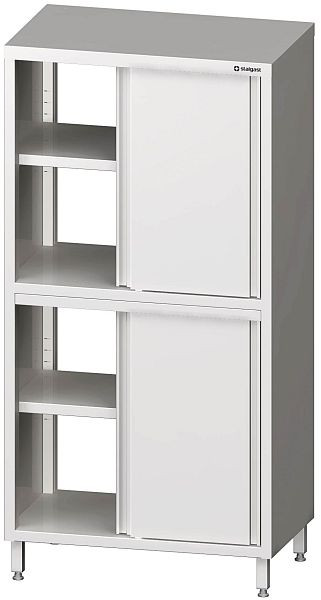 Stalgast Durchreiche-Hochschrank mit Schiebetüren, 800x700x2000 mm, mit zwei Schrankräumen, verschweißt, VHK08716