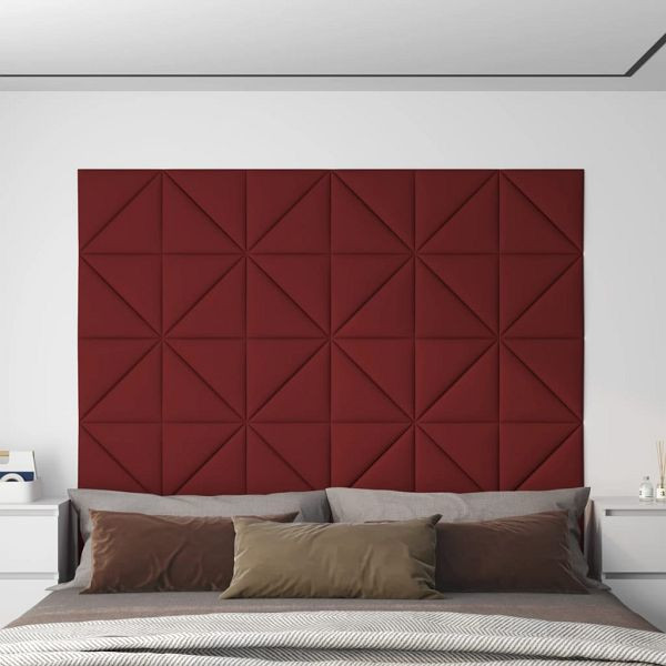 vidaXL Wandpaneele 12 Stück Weinrot 30x30 cm Stoff 0,54 m², 343932