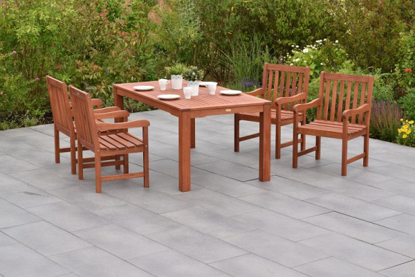 Merxx Santos Set 5-teilig, 4 Santos Sessel, 1 Tisch, 170 x 90 cm, besonders starke Beine, FSC Eukalyptusholz, 50760-011