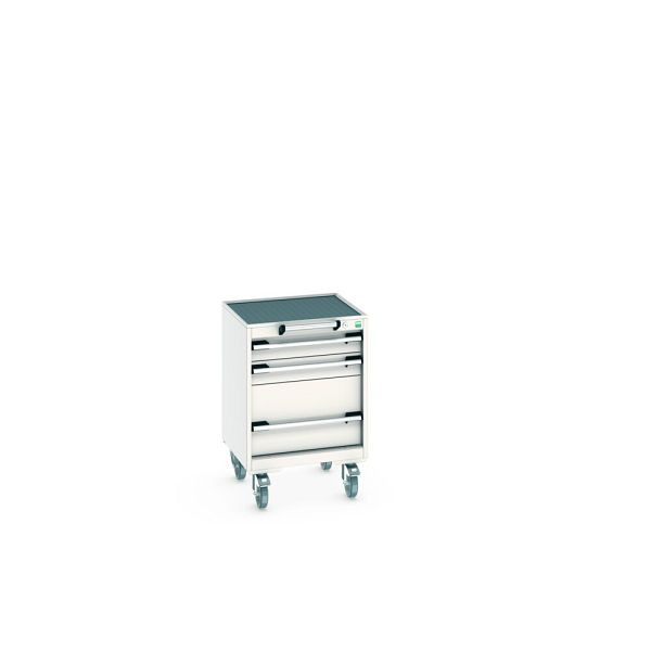 bott cubio Schubladenschrank mobil bestückt, mit 3 Schubladen, BxTxH: 525x525x785mm, RAL 7035/7035, Lichtgrau, 40402007.16V
