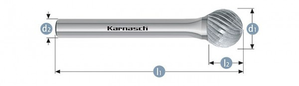 Karnasch Hartmetall-Frässtift unbeschichtet KUD/ HP-1 d1=8 / l2=6,0 / d2=6 / l1=52mm, VE: 4 Stück, 113037060
