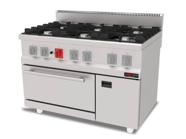 SGS Gastro Gasherd 6 Flammen mit Gas-Backofen, Premium Serie 700, AGK1270