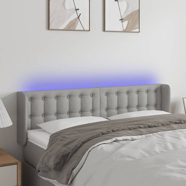 vidaXL LED Kopfteil Hellgrau 147x16x78/88 cm Stoff, 3123668