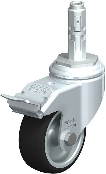 Blickle LKRA-PATH 80G-11-FI-E12 Apparate-Lenkrolle mit Expander & Feststeller, Thermoplastisches Polyurethan, Grau, 466094