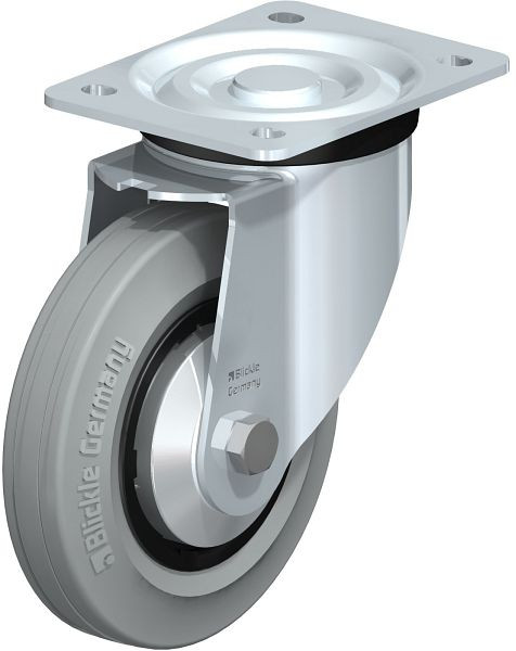 Blickle L-VPP 160R-SG-FA Stahlblech-Lenkrolle, mittelschwere Ausführung, mit Anschraubplatte, Vollgummi, Schwarz, 273532