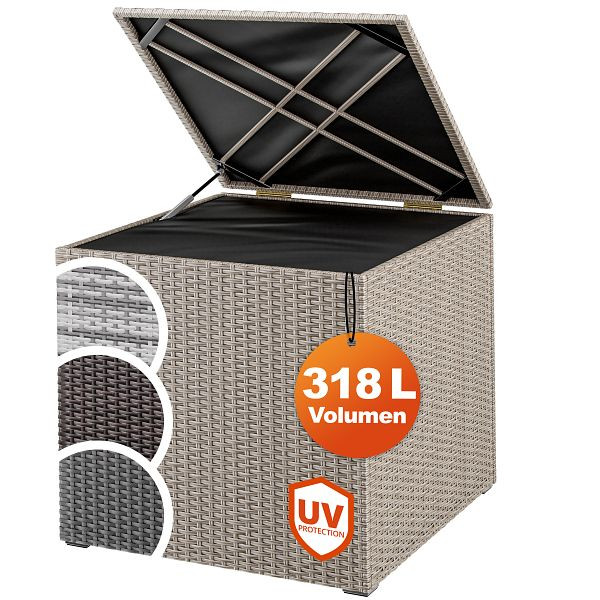 casaria Gartenbox Polyrattan 318L Creme mit Innenverkleidung wetterfest, 108955