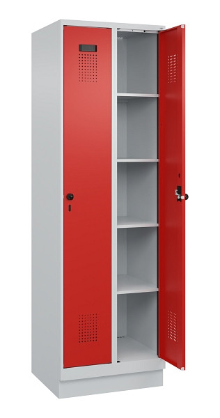 C+P Wäsche-Spind Evolo PLUS, mit Sockel, 2 Abteile, 1950x600x500mm, 7035/3020, Verschluss Drehriegel, Ablageböden 8, 049020-20B S10005