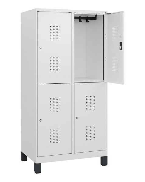 C+P Doppelstöckiger Spind Evolo PLUS, Füße, 4 Fächer, 1630x800x500mm, 9016/9016, Zylinderschloss, 0493105-22 S10054