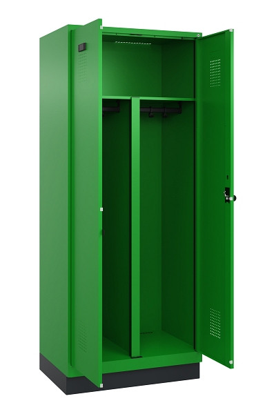 C+P PSA Schwarz-Weiß-Spind Evolo PLUS, mit Sockel, 2 Abteile, 1950x800x500mm, 60, Drehriegel, 049022-22P S10026