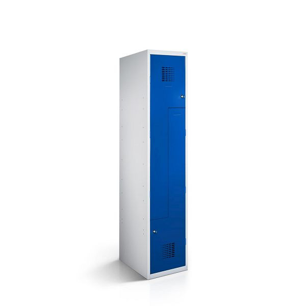 Rotstahl Z-Spind, 2 Abteile, Abteilbreite 30 cm, ECO, kurzer Sockel, Enzianblau, 1150-010200-0301112-7035-5010ECOZYL