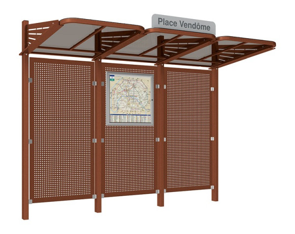 Procity Wartehalle Convi® Mit Blechrückwand - Ohne Seitenverkleidungen, Farbe Rost Korken Effekt, 529435.S025