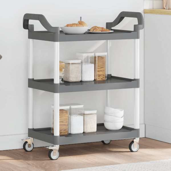vidaXL Rollwagen mit 3 Etagen Grau 81x41x92 cm Aluminium, 30321