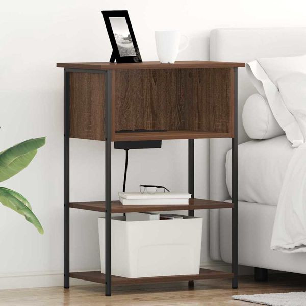 vidaXL Nachttisch Braun Eichen-Optik 55 x 31 x 76 cm Holzwerkstoff, 859504