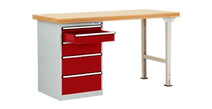 Manuflex Werkbanksystem COMBI Modell 1 mit Multiplexplatte, BxTxH = 1500 x 700 x 840 mm, Rubinrot, TP5086.3003