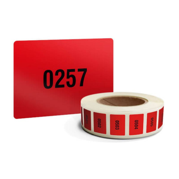 Stein HGS Etiketten, rot, nummeriert, Ziffern 1 bis 1000, VPE auf Rollen (2 x 500 Stück), rot, VE: 1000 Stück, 32.3549-05