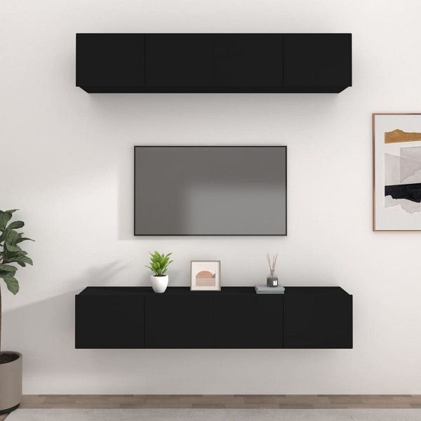 vidaXL TV-Schränke 4 Stück Schwarz 80x30x30 cm Holzwerkstoff, 3114183