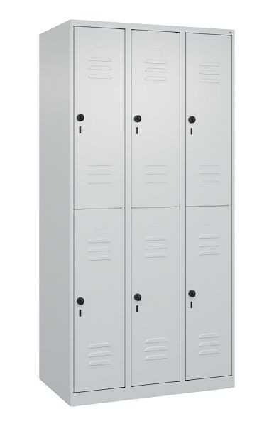 C+P Doppelstöckiger Spind Classic PLUS, 3 Abteile, 1850x900x500mm, 7035/7035, Drehriegel, 080300-30 S10008