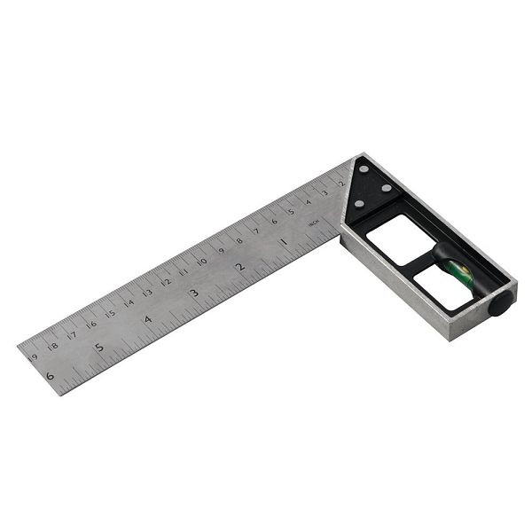 Silverline Anschlag- und Gehrungswinkel mit Wasserwaage, 150 mm, 282651