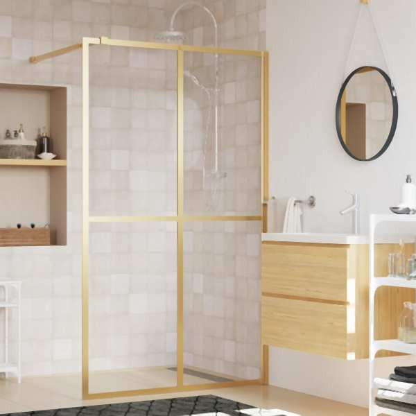 vidaXL Duschwand für Begehbare Dusche ESG Klarglas Golden 140x195cm, 154951