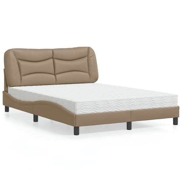 vidaXL Bett mit Matratze Cappuccino-Braun 140x200 cm Kunstleder, 3208728
