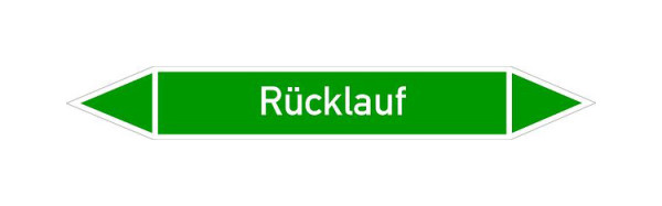 Schilder Klar Rohrleitungskennzeichen Rücklauf, 187x26 mm Folie selbstklebend, 101461/61