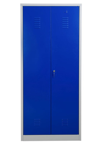 Gürkan Putzmittelschrank, 50 x 80 x 180 cm, Lichtgrau, Enzianblau, EU Zylinderschloss, links 4 Fächer, CLC/HD.1880, 104528
