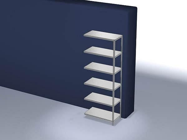 hofe Edelstahl-Anbauregal, 2500 x 1000 x 500 mm, 6 Fachböden, 200 kg Fachlast, 1200 kg Feldlast, Schraubsystem, WEA25510M