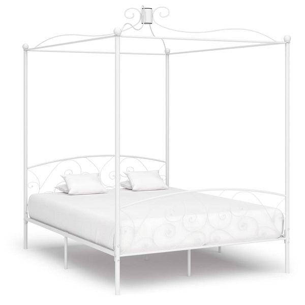 vidaXL Himmelbett-Gestell Weiß Metall 180 x 200 cm, 284473