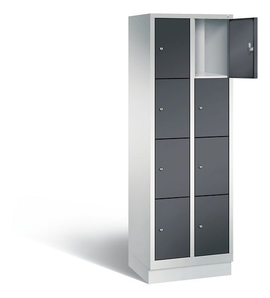 C+P Schließfachschrank Evolo, H1800xB610xT500mm, Farbe: Lichtgrau / Schwarzgrau, 48020-204 S10030