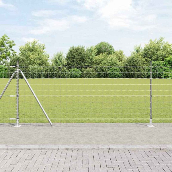 vidaXL Zaun mit Pfosten Silber 0.8 x 25 m Stahl, 3351040