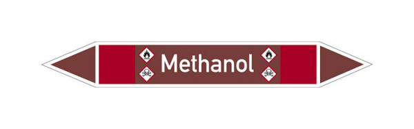 Schilder Klar Rohrleitungskennzeichen Methanol, 33000x120 mm Folie selbstklebend, 101651/87