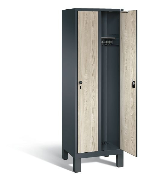 C+P Garderobenschrank Evolo, H1850xB610xT500mm, Farbe: Anthrazitgrau / Dekor Sen-Esche, 48010-20 S10459