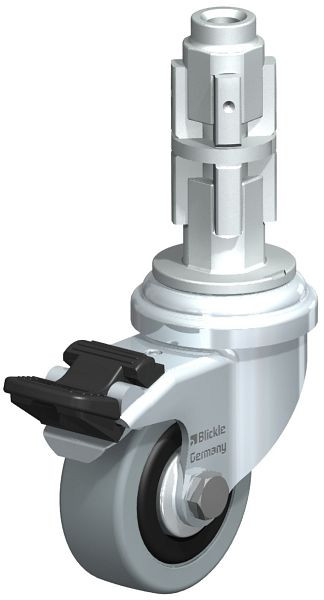 Blickle LRA-VPA 50G-FI-FA-E03 Apparate-Lenkrolle mit Expander & Feststeller, Vollgummi, Grau, 356410