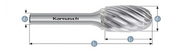 Karnasch Hartmetall-Frässtift unbeschichtet TRE/ HP-9 d1= 10 / l2= 16 / d2= 6 / l1= 60mm, VE: 2 Stück, 114035020