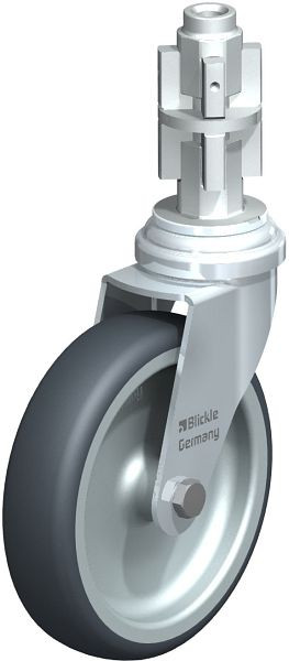 Blickle LRA-TPA 100G-E04 Apparate-Lenkrolle mit Expander, Thermoplastisches Gummi-Elastomer, Grau, 647263
