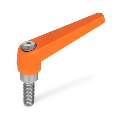Ganter Verstellbare Klemmhebel, Zink-Druckguss, Schraube Edelstahl (GN 101.1-18-M8-16-OS), VE: 10 Stück, 101.1-18-M8-16-OS