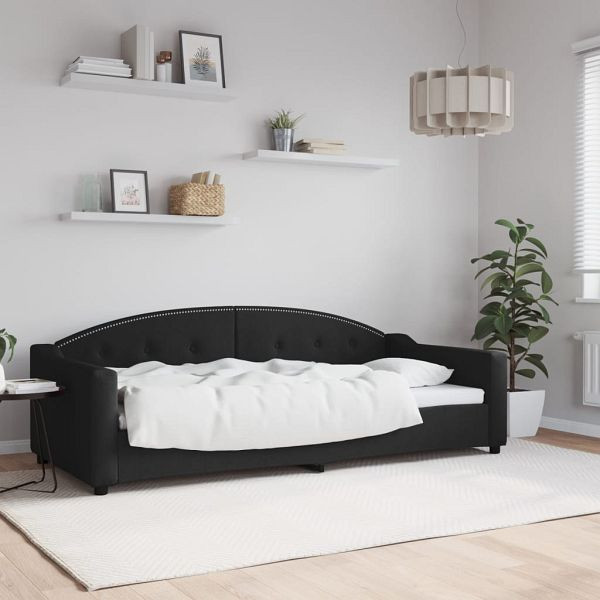 vidaXL Tagesbett Schwarz 90x200 cm Stoff, Füllung: Schaumstoff, 354185