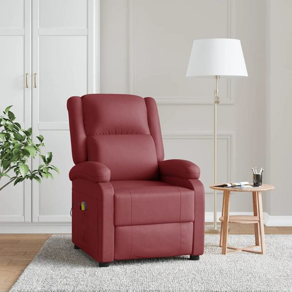vidaXL Massagesessel Weinrot Kunstleder, 348465, 8720287164753