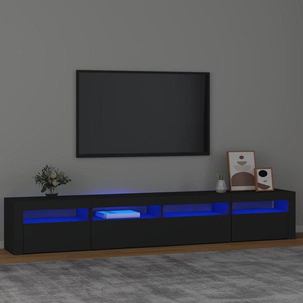 vidaXL TV-Schrank mit LED-Leuchten Schwarz 240x35x40 cm, 3152723