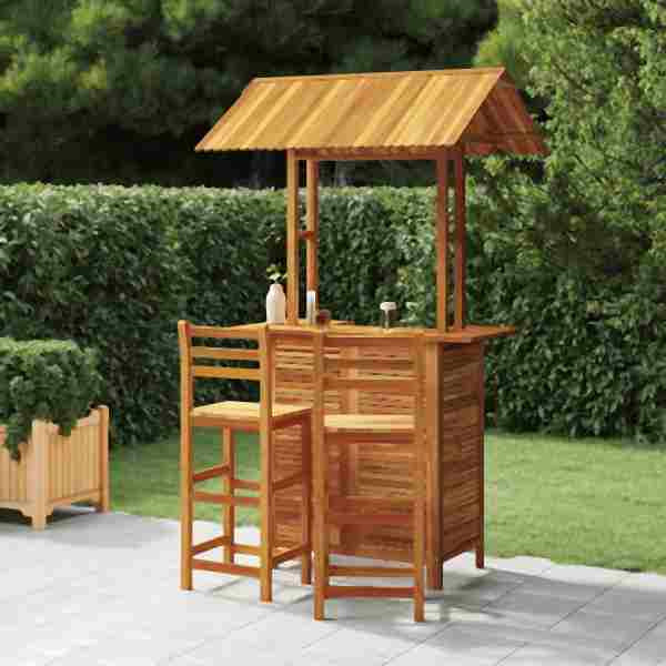 vidaXL 3-tlg. Gartenbar-Set Massivholz Akazie, Massivholz, 3116004