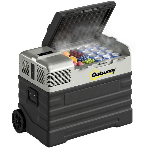 Outsunny Kompressor Kühlbox, 69L x 43B x 54H cm, Schwarz, C00-039V90BK, 4255633569967
