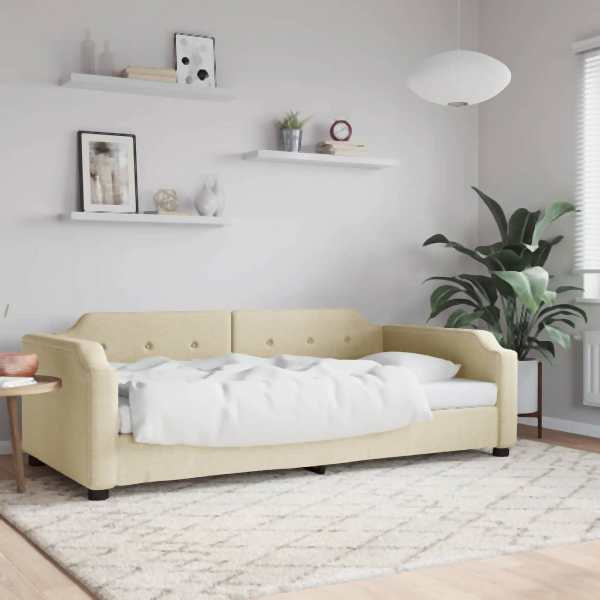 vidaXL Tagesbett Creme 80x200 cm Stoff, Massivholz, 354204