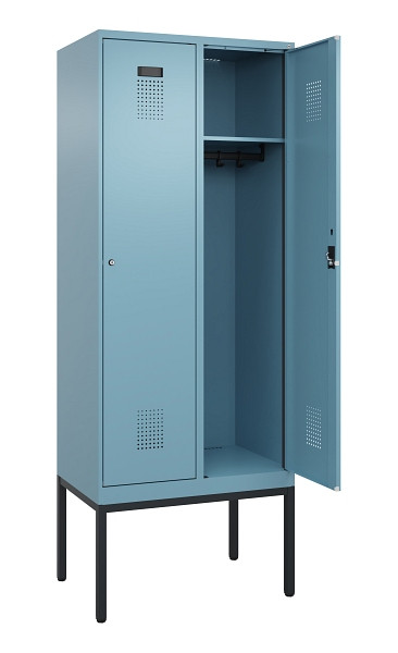 C+P Spind Evolo PLUS, Gestell, 2 Abteile, 2120x800x500mm, 0010/0010, Verschluss Zylinderschloss, Ablageböden 2, 0490307-22 S10048